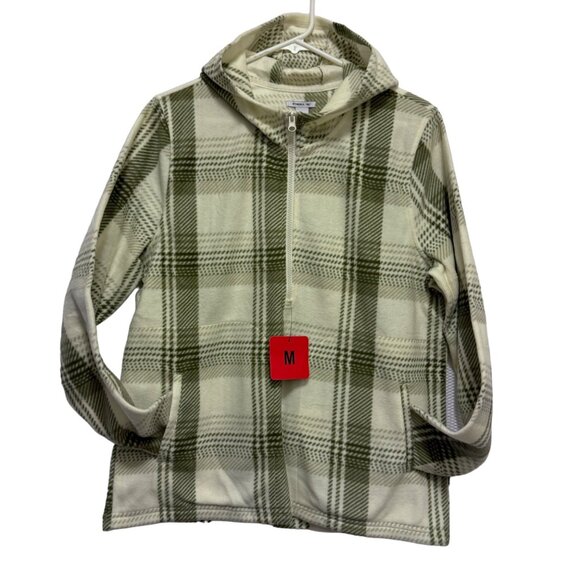 Womens Size Medium Plaid Fleece Hoodie Jacket With Zip-Up Closure & Front Pocket - Picture 3 of 12